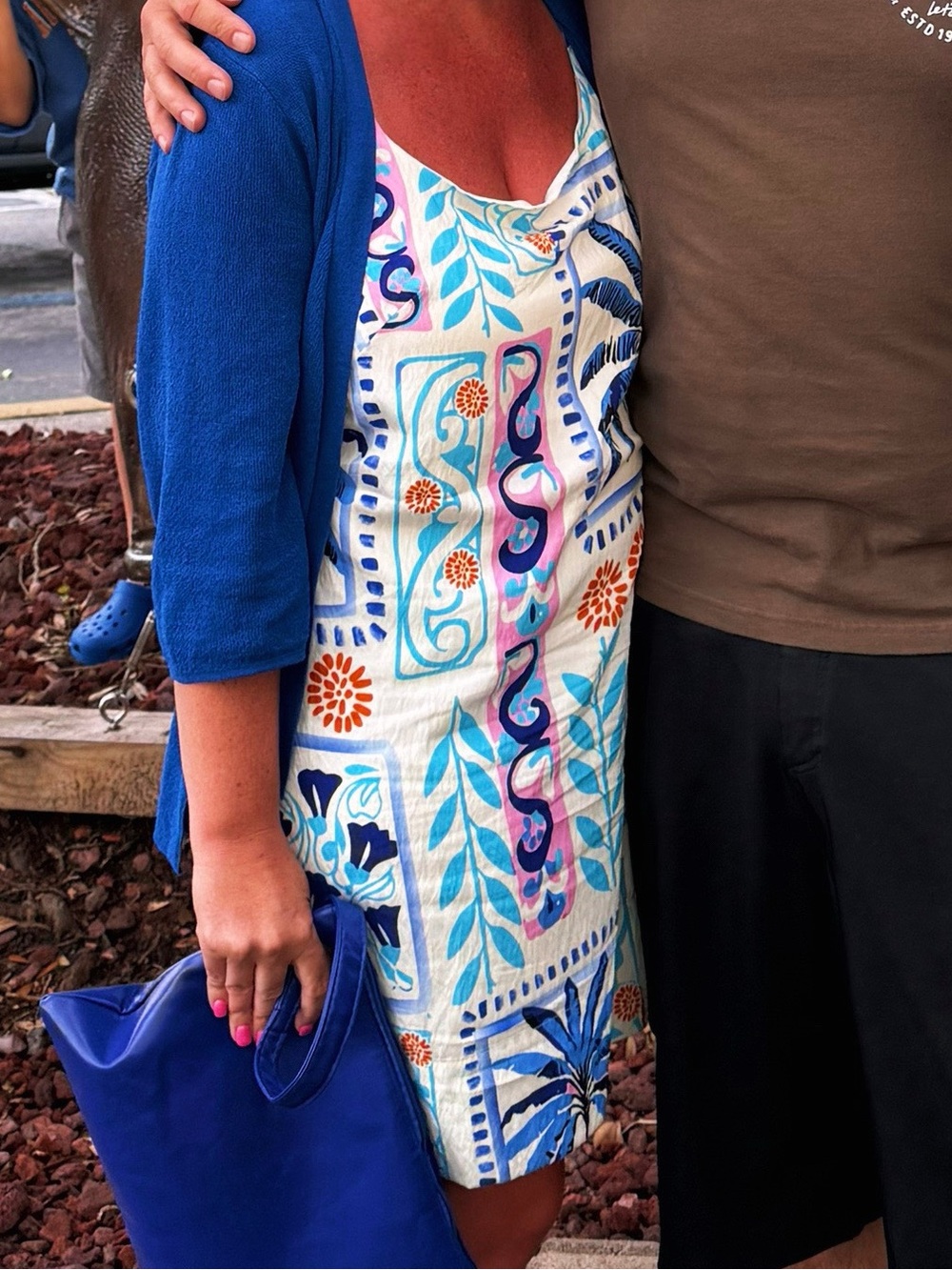 Vici Blue and White Tropical Print Mini Dress - Picture 3 of 5